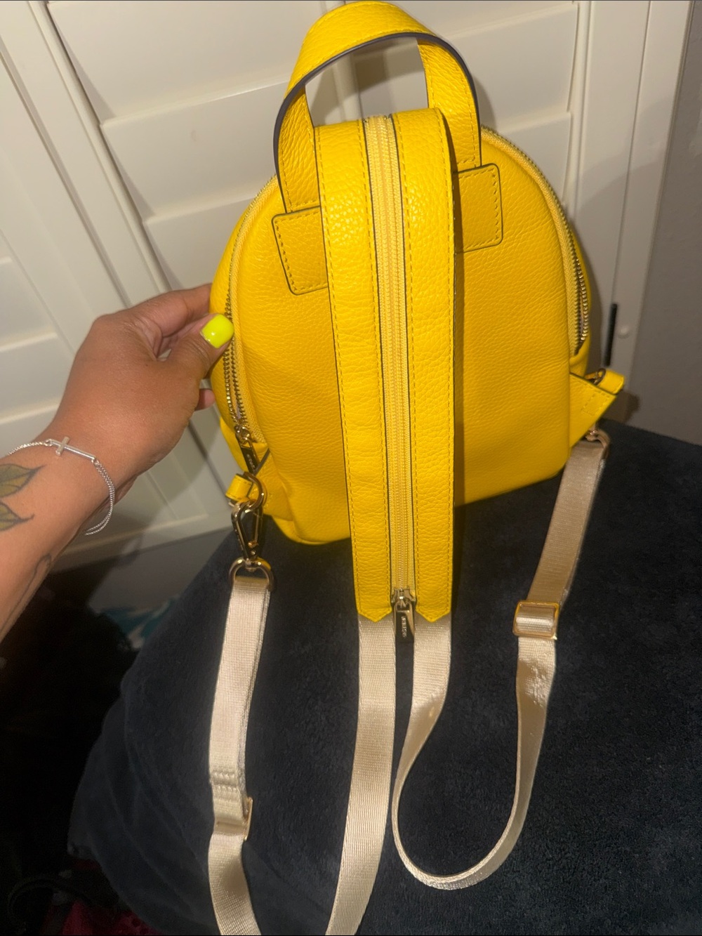 Michael Kors Yellow Studded Mini Backpack - Picture 5 of 6
